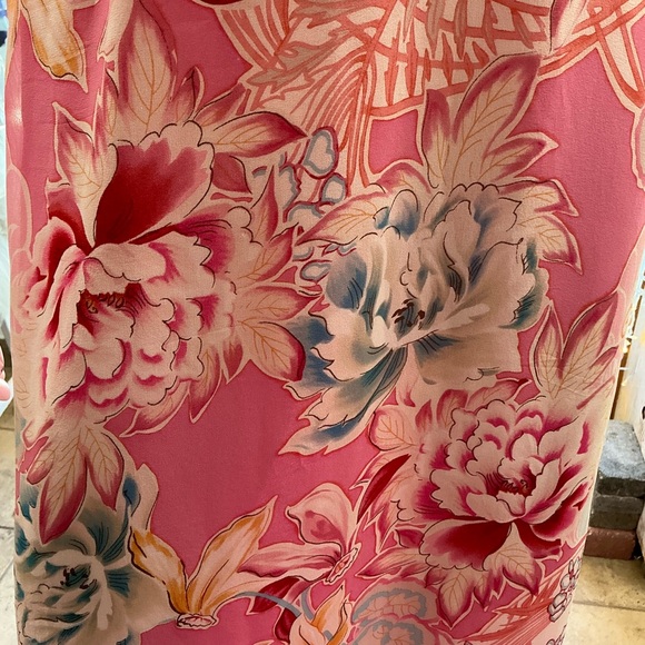 Kay Unger 100% Silk vintage midi maxi dress pink lined halter ruffles XS S - Picture 13 of 16